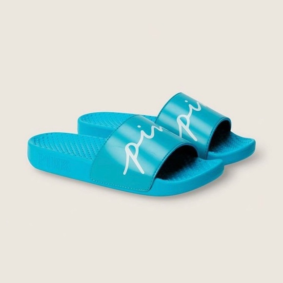 NEW Large VS PINK Slides in Blue Script Logo - Picture 8 of 9